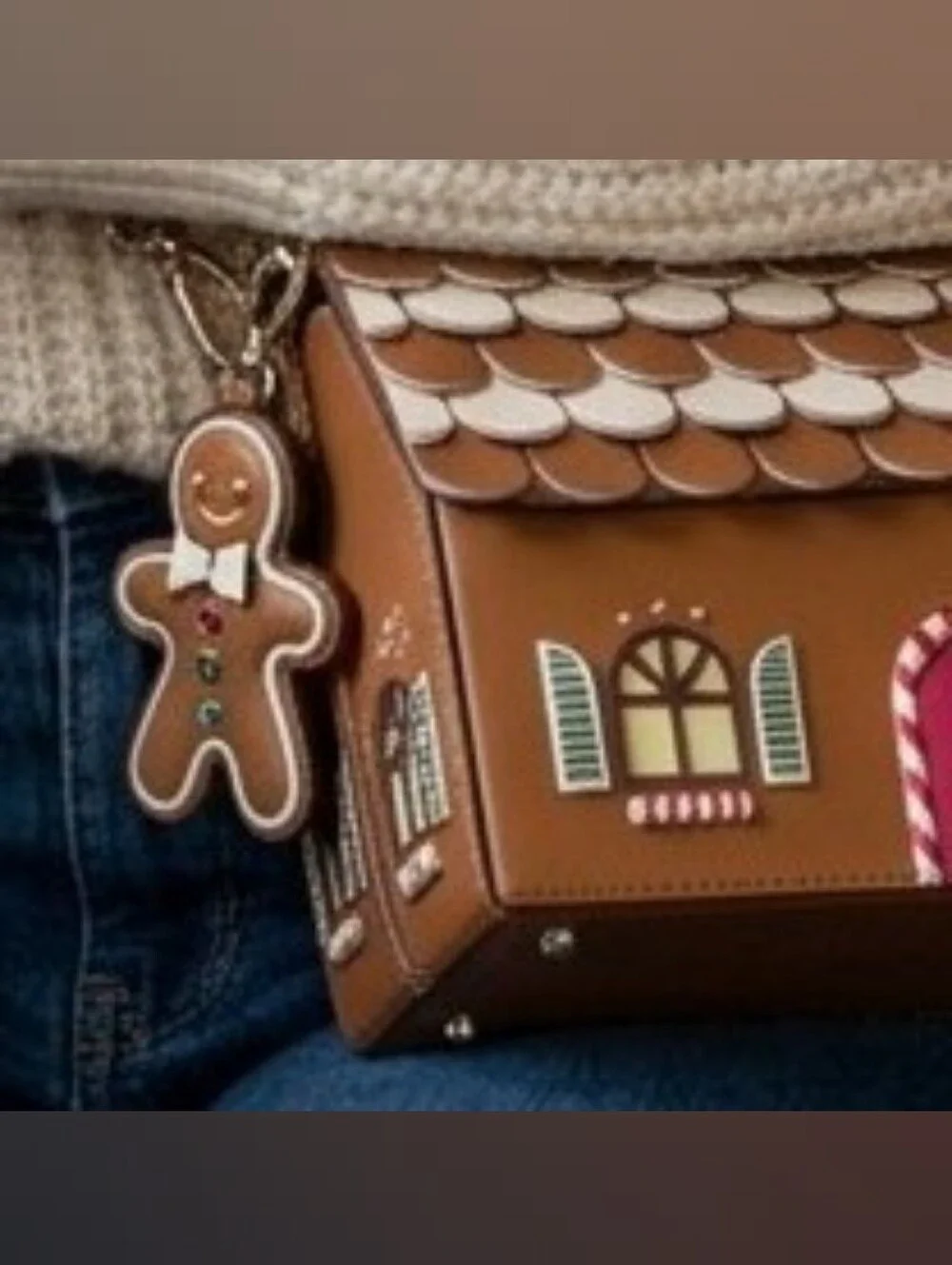 New Kate Spade Gingerbread Man Key Chain Fob Bag Charm Novelty